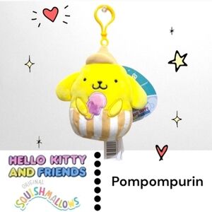 Squishmallows Hello Kitty & Friends Pompompurin Clip Yellow and Brown Plush Toy